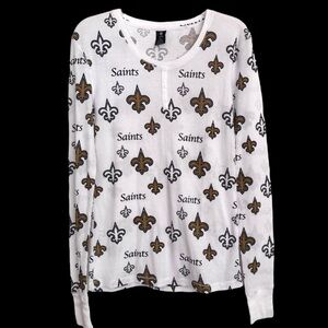 NEW NFL Team Apparel New Orleans Saints Waffle Knit Long Sleeve Top